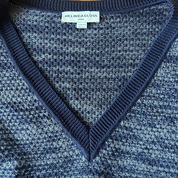 Melinda Gloss Paris Sz XL Blue Wool Sweater - Picture 7 of 8